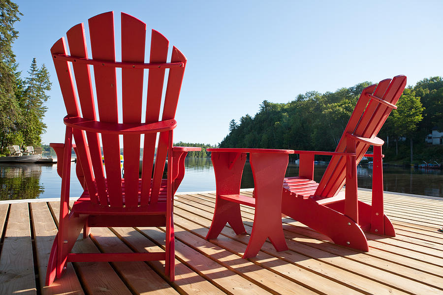 Muskoka Chairs on a Sunny Morning Photograph by A330Pilot
