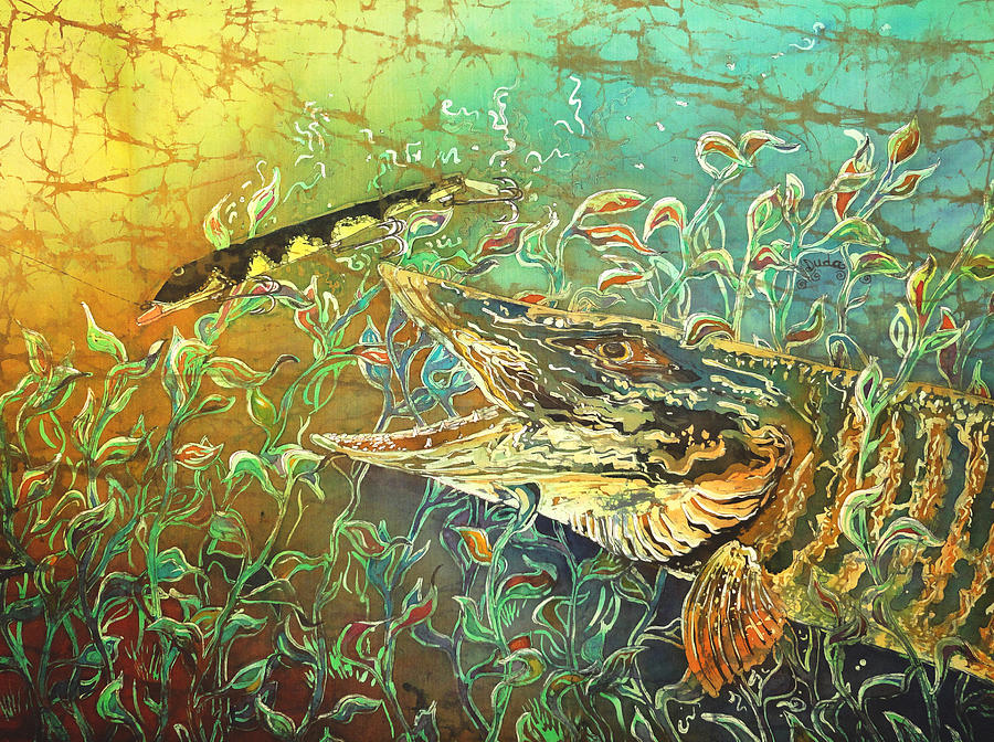 Musky on the Run Painting by Sue Duda