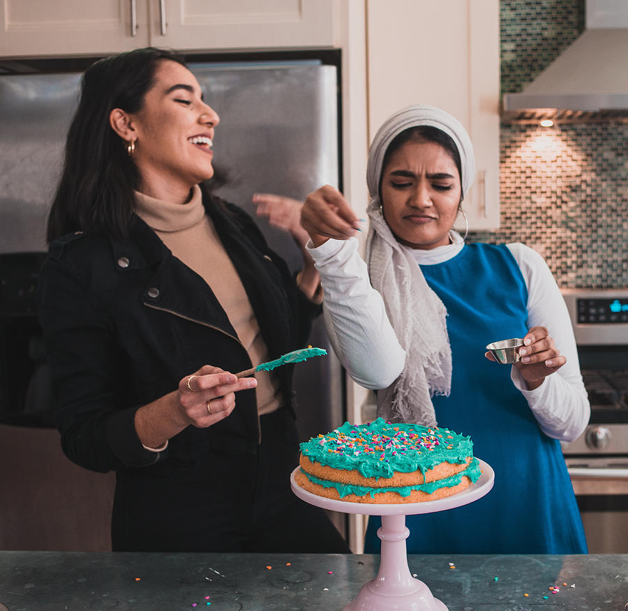 Muslim Girl Sprinkle Bae and Her Best Friend, Adding Sprinkles Onto a Cake Photograph by Muslim Girl