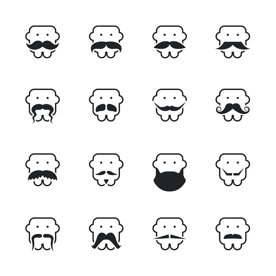 Mustache Style Silhouette Icons Drawing by Rakdee