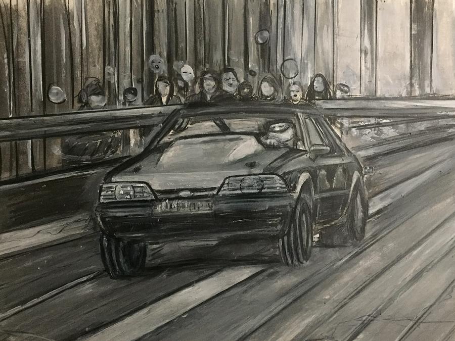 Mustang 1/4 mile pulling hard  Drawing by K R