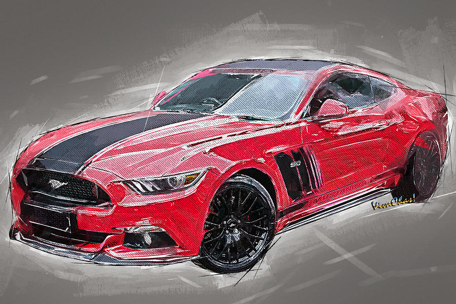 Mustang 5.0 Sketch Photograph by Chas Sinklier