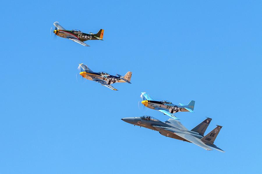 Mustang and Eagle Heritage Flight Photograph by Liza Eckardt