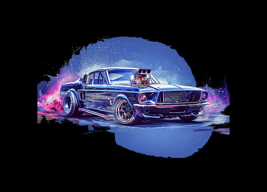 Mustang Fastback Tee 13 Digital Art by Bill Posner