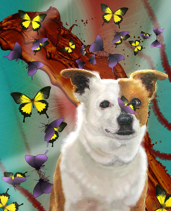 Mustang Fur Baby Pup Butterfly Surprize Drawing by Joan Stratton