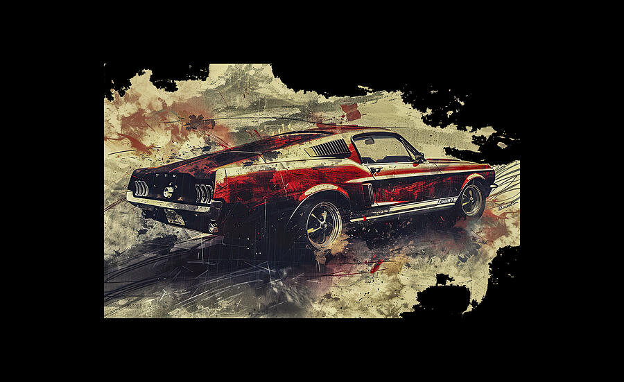 Mustang Fastbacl t-shirt  Digital Art by Bill Posner