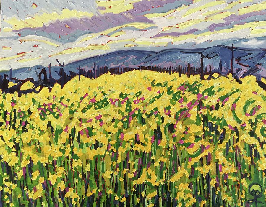 Mustard in the Vineyard in Napa Valley Painting by Therese Legere