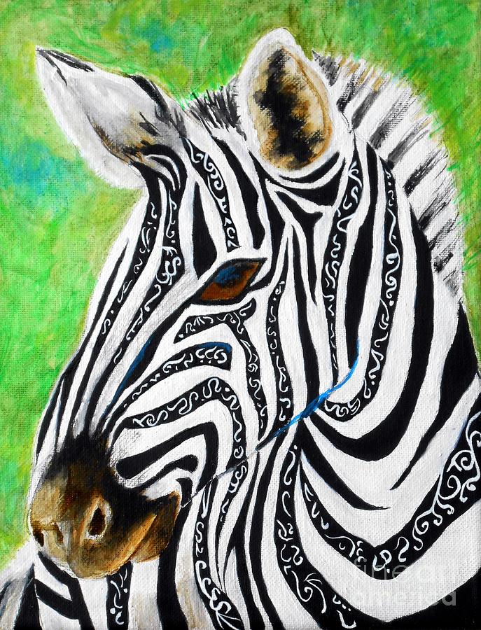 Mutant Ninja Zebra Painting by Jayne Somogy