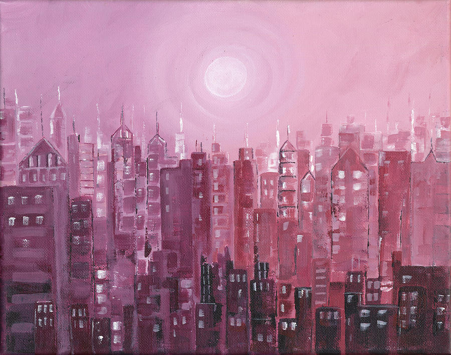 Twilight City Painting by Joyce Clark