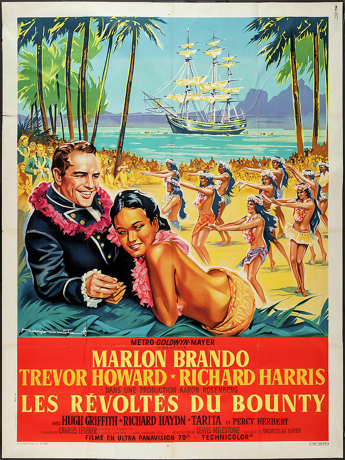 Mutiny on the Bounty, 1962 - art by Roger Soubie Mixed Media by Movie World Posters