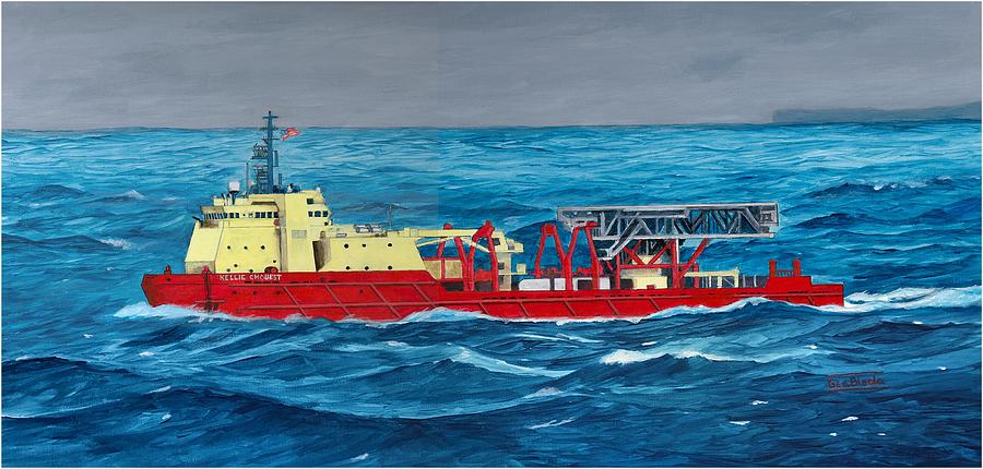 MV Kellie Chouest at sea Painting by George Bieda