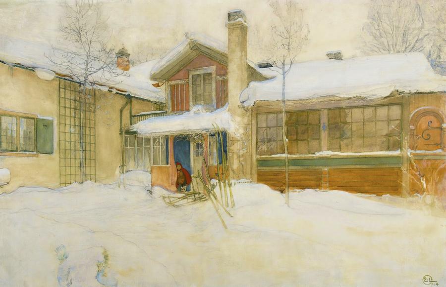 My Cottage in Winter, Sundborn Painting by Carl Larsson