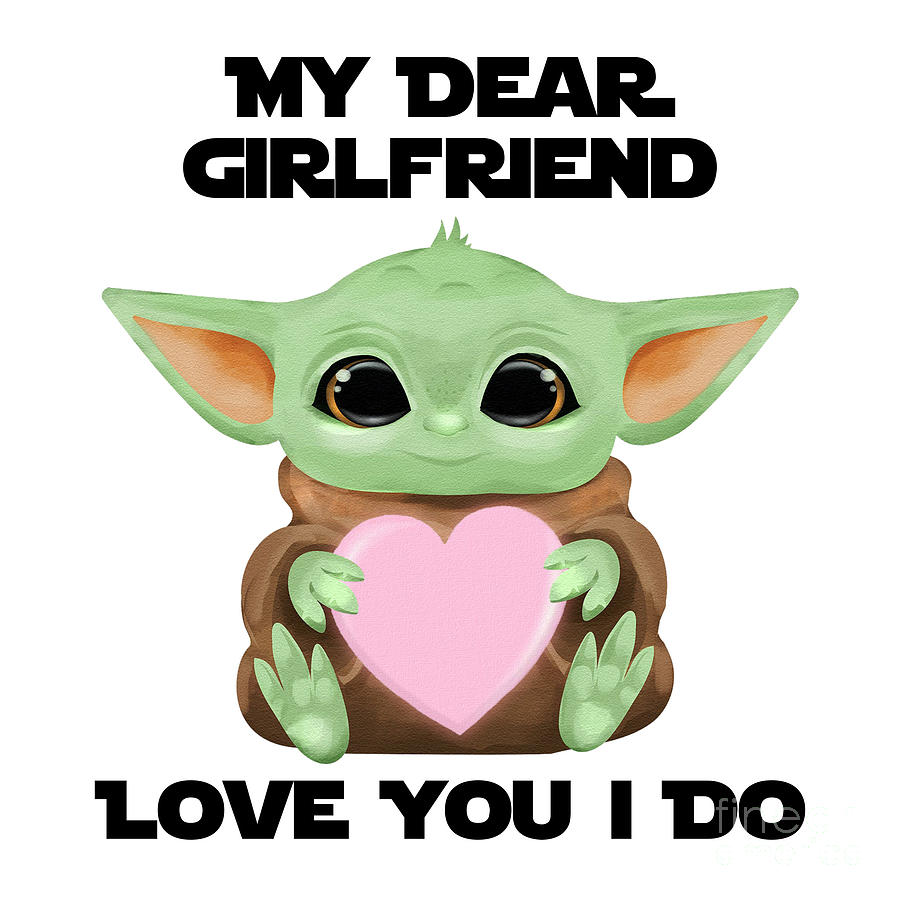 Alien Movie Digital Art - My Dear Girlfriend Love You I Do Cute Baby Alien Sci-Fi Movie Lover Valentines Day Heart by Jeff Creation