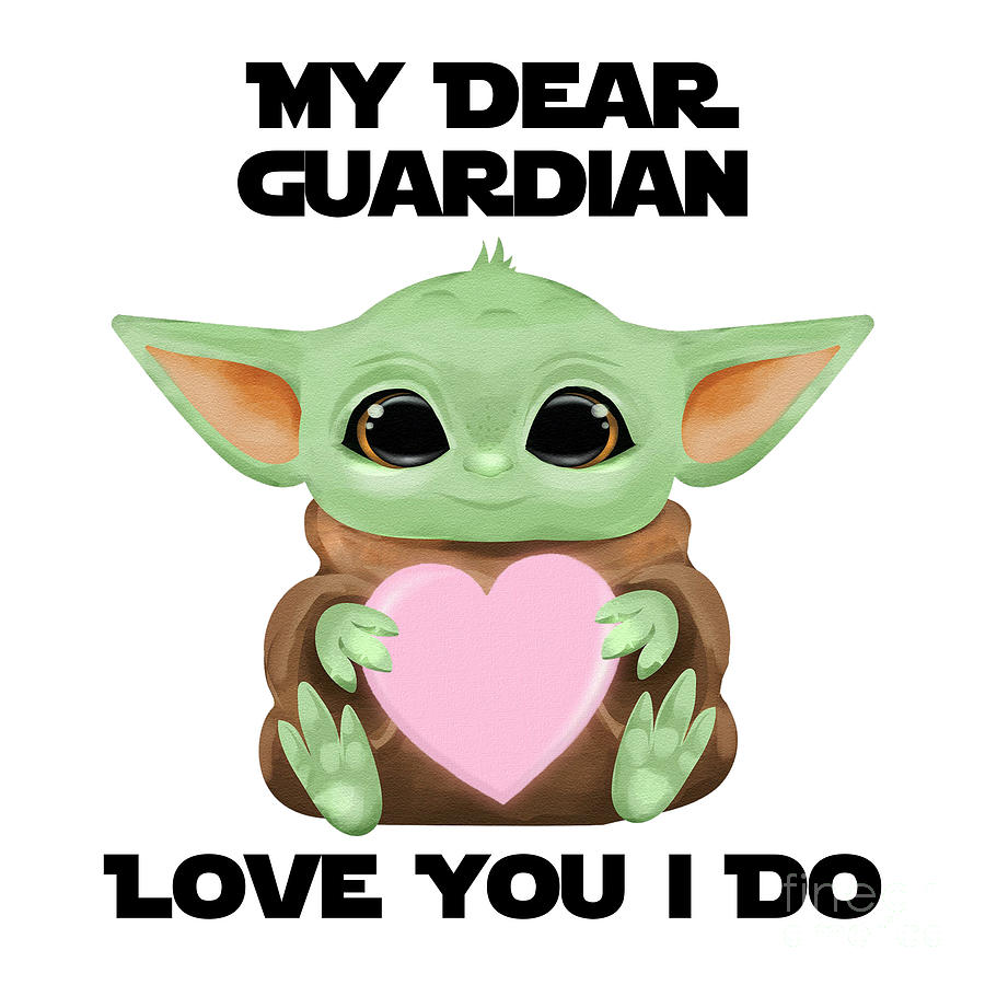 Alien Movie Digital Art - My Dear Guardian Love You I Do Cute Baby Alien Sci-Fi Movie Lover Valentines Day Heart by Jeff Creation