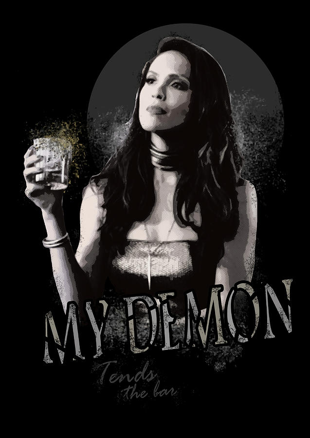 My Demon Tends The Bar Poster girl Painting by Heather Harris | Fine ...