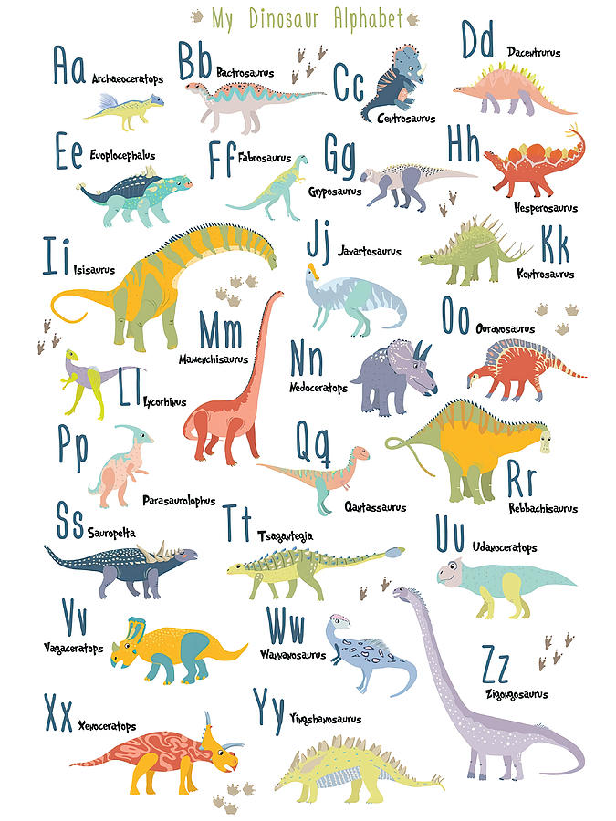 My Dinosaur Alphabet Poster girl Painting by Harris Clarke | Fine Art ...