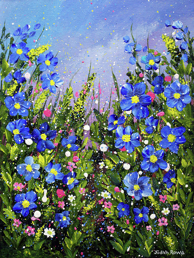 Blue Flowers Painting - My Dream Garden by Judith Rowe