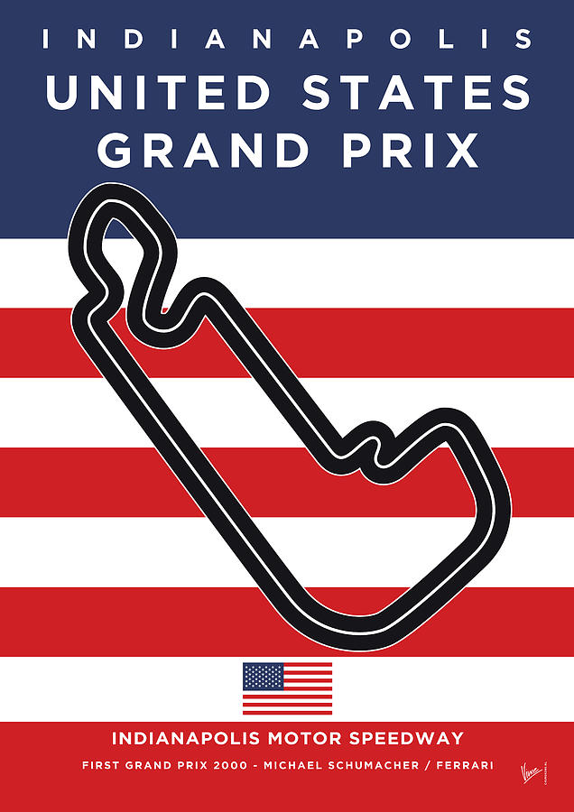 My F1 Indianapolis Race Track Minimal Poster Digital Art by Chungkong Art