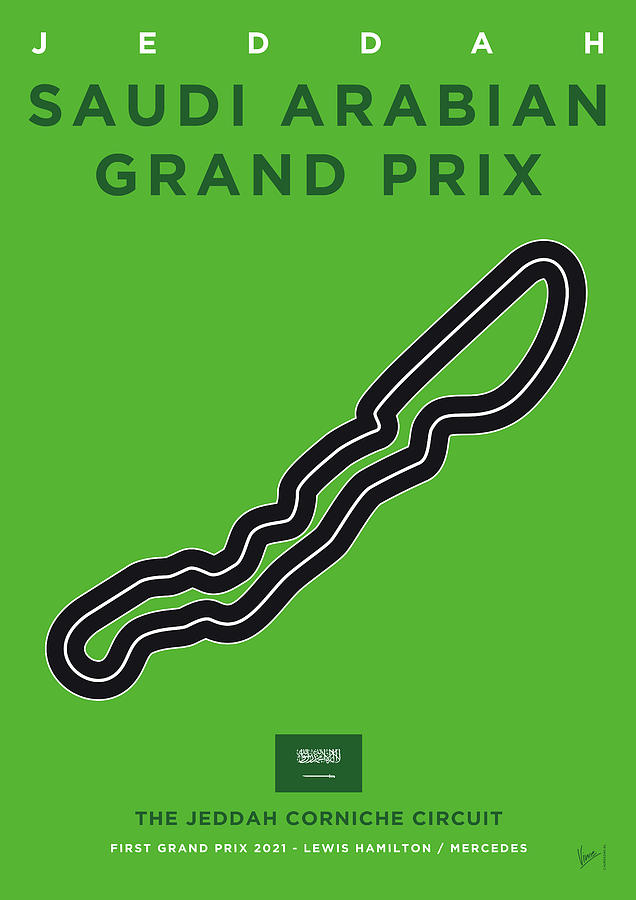 My F1 Jeddah Race Track Minimal Poster Digital Art by Chungkong Art