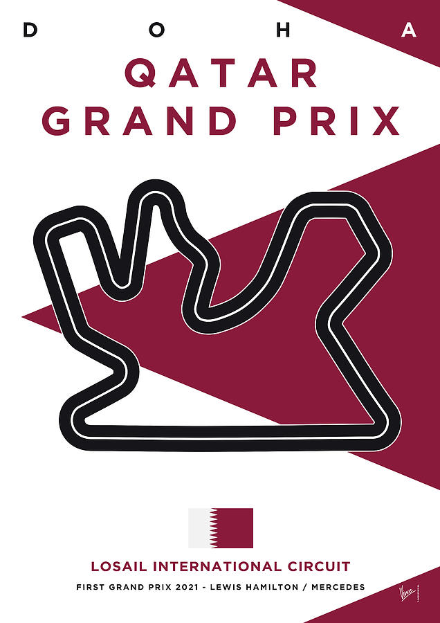 My F1 Losail Qatar Grand Prix Race Track Minimal Poster Digital Art by Chungkong Art
