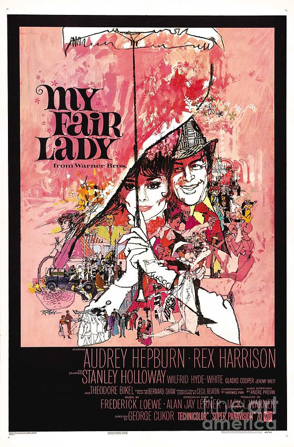 Audrey Hepburn Mixed Media - My Fair Lady, 1964 - art by Robert Peak by Movie World Posters