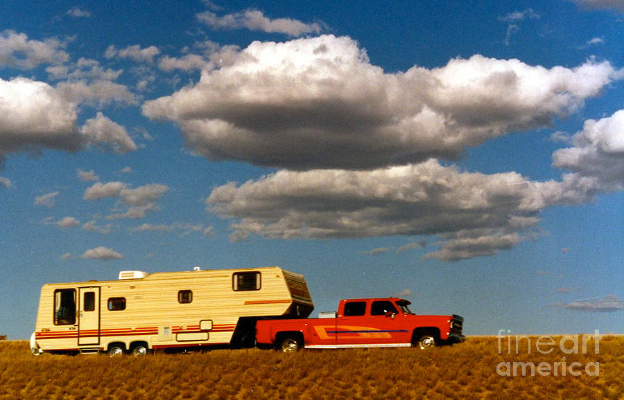 Beautiful Red Photograph - My Favorite Truck and Fifth Wheel by Phyllis Kaltenbach