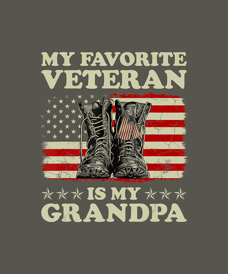 My Favorite Veteran Is My Grandpa American Flag Veterans Day T-Shirt ...