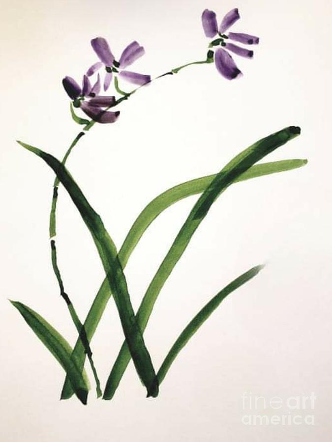 My First Orchid Painting  Painting by Margaret Welsh Willowsilk
