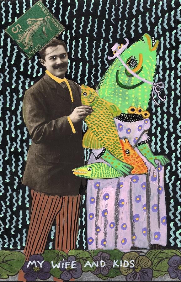 My Fish Wife and Fish Kids Painting by Jo Potocki My Fish Wife and Fish Kids Painting by Jo Potocki