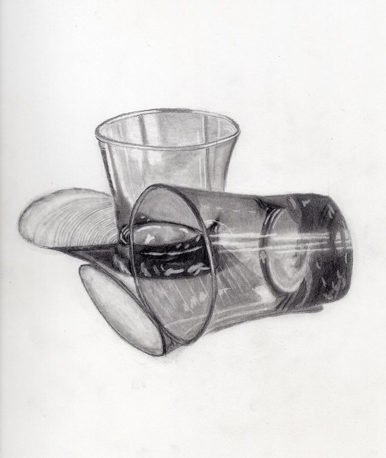 My Glass is Empty Drawing by Deborah Burns