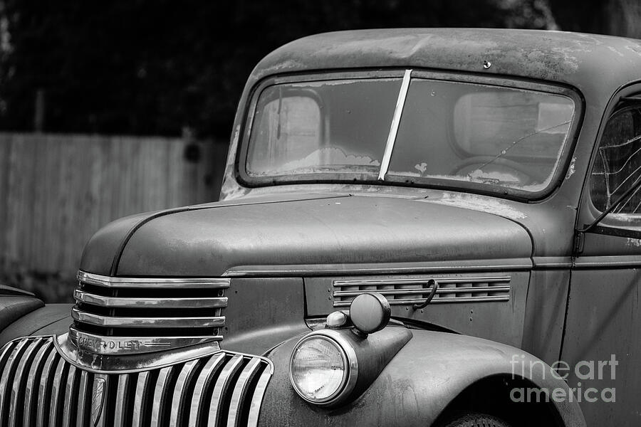 Black And White Photograph - My Grandfathers old truck by Edward Fielding