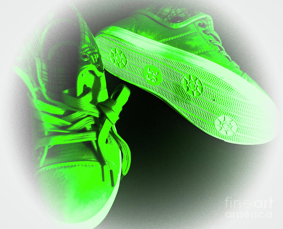 My green Sneakers Mixed Media by Eva-Maria Di Bella