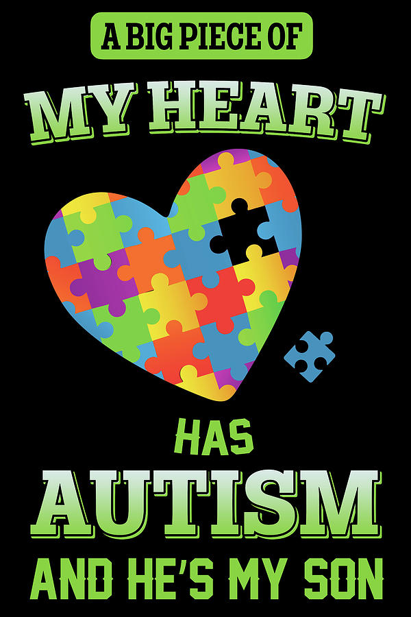 Valentines Day Digital Art - My Heart Has Autism Canvas Poster by Julien