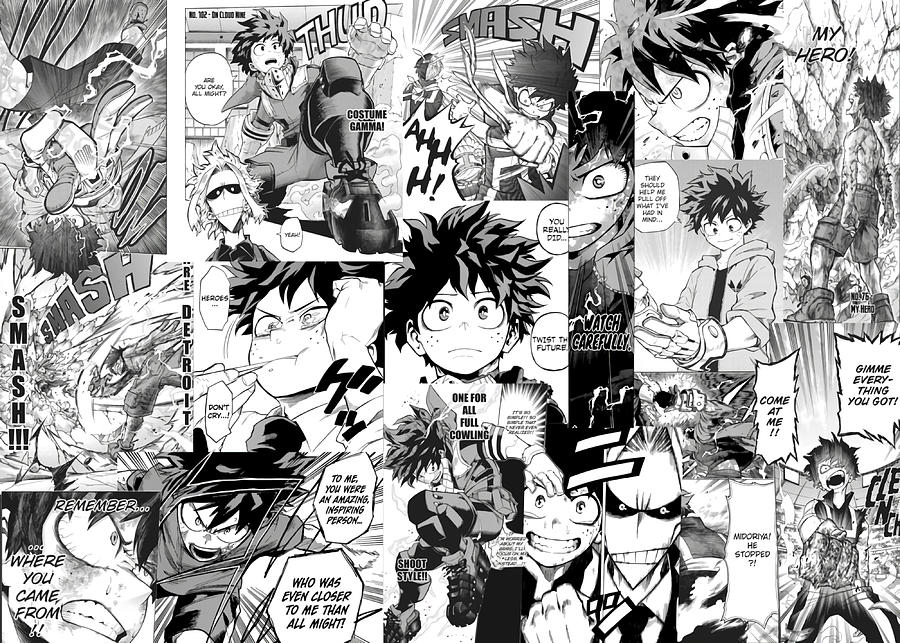 My Hero Academia Deku Manga Collage Black and Painting by Phillips ...