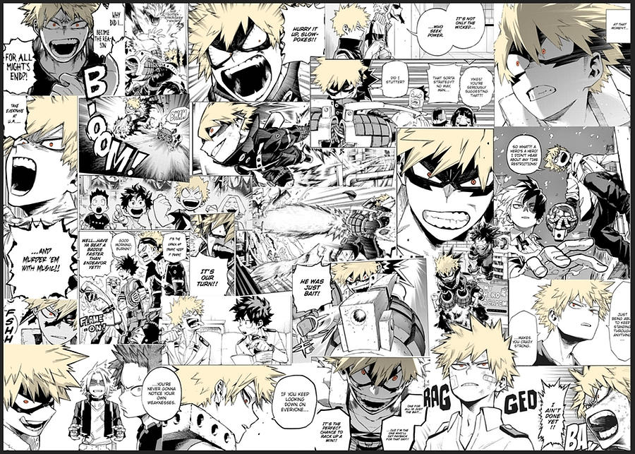 My Hero Academia Katsuki Bakugo Manga Collage Digital Art by William ...