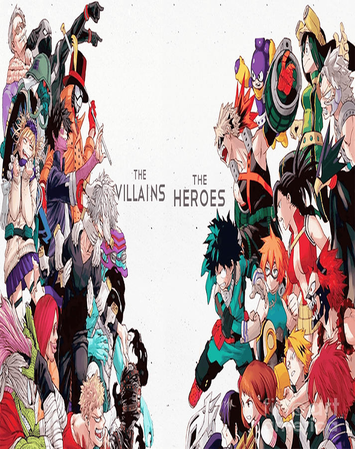 My hero academiaheroes vs villains Poster Digital Art by Bui Thai