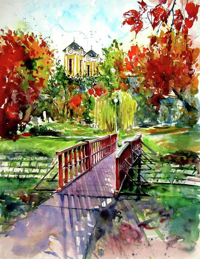 Fall Painting - My home in the fall by Kovacs Anna Brigitta