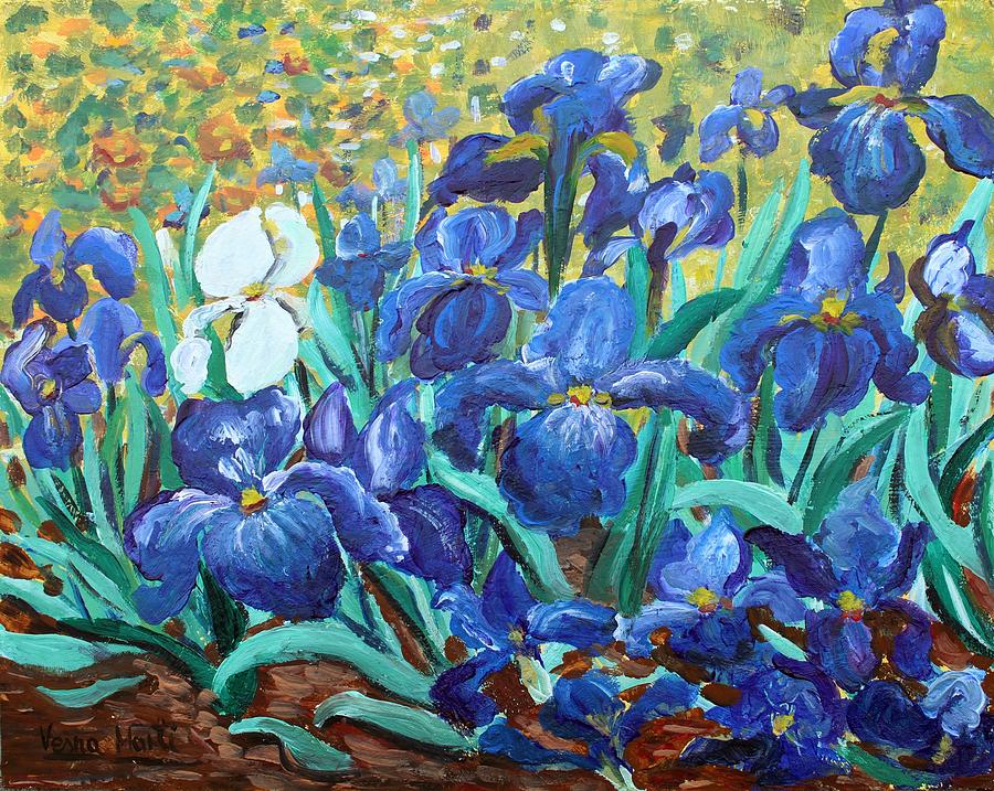 My Irises Painting by Vesna Martinjak