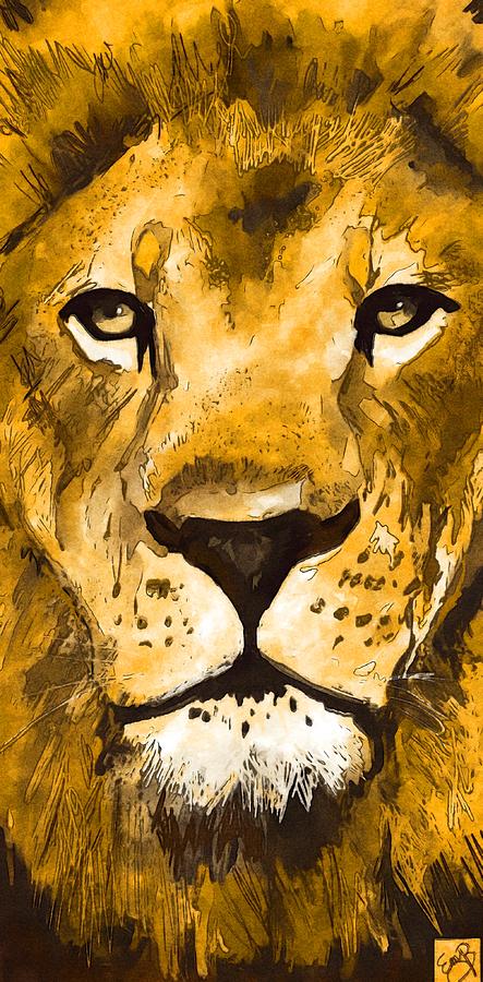 My Lion Face 1 Mixed Media by Eileen Backman