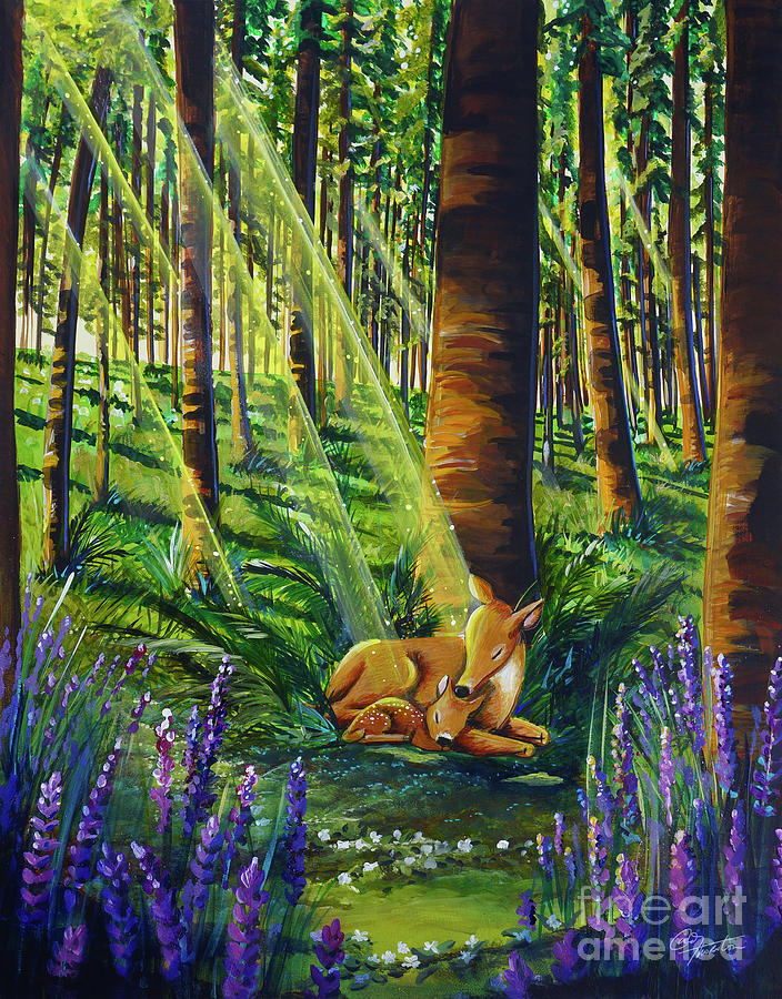 My Little Bambi Painting by Cindy Thornton