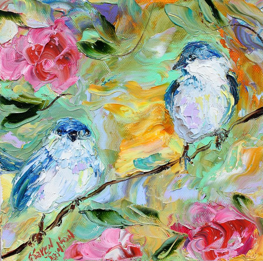 Chickadee Painting - My Little Chickadees by Karen Tarlton