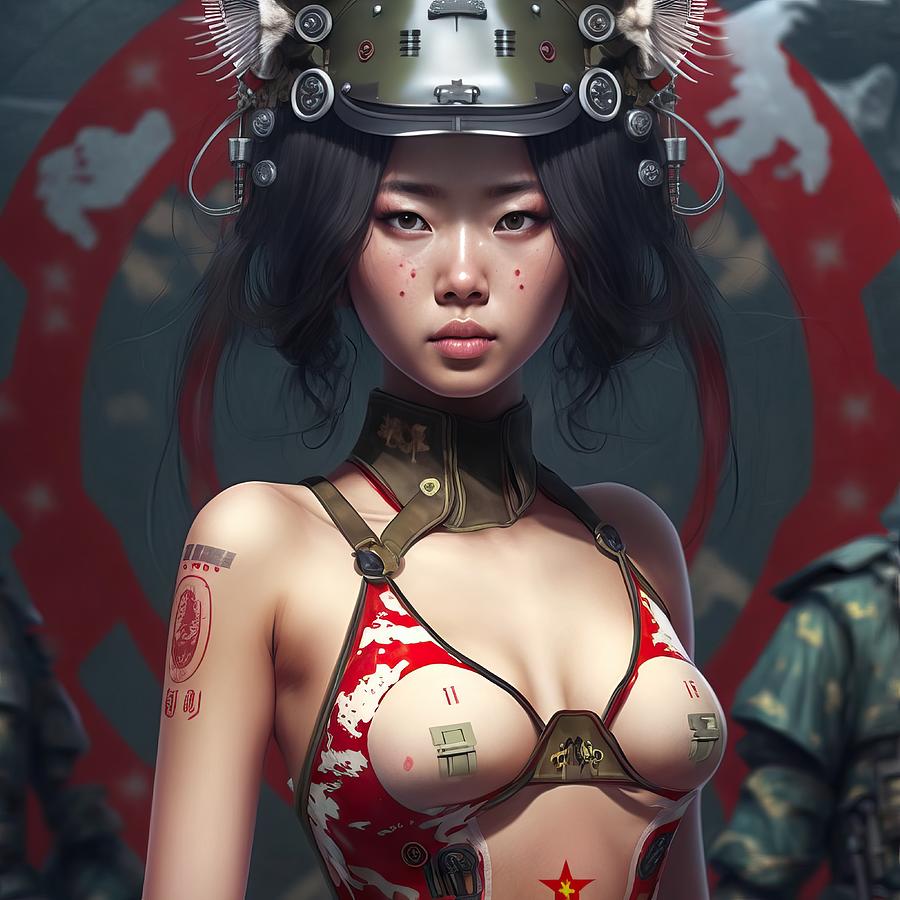 Portrait Digital Art - My little Chinese soldier No.4 by My Head Cinema