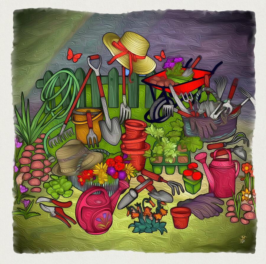 Tool Painting - My Little Garden Tools by Anas Afash