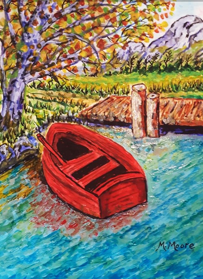 My Little Red Rowboat Painting by Marlene Moore