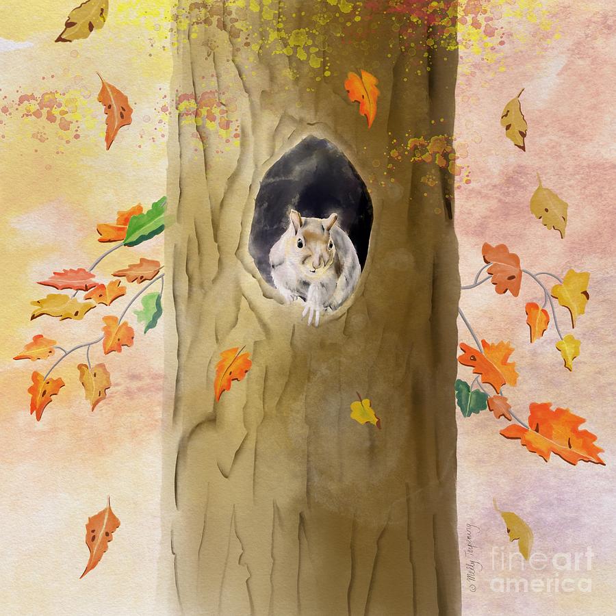 My Lovely Nest - Squirrel  Painting by Melly Terpening