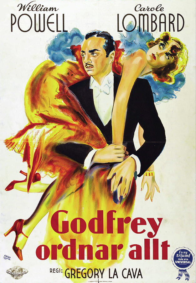 Carole Lombard Mixed Media - My Man Godfrey, 1936 - art by Walter Fuchs by Movie World Posters