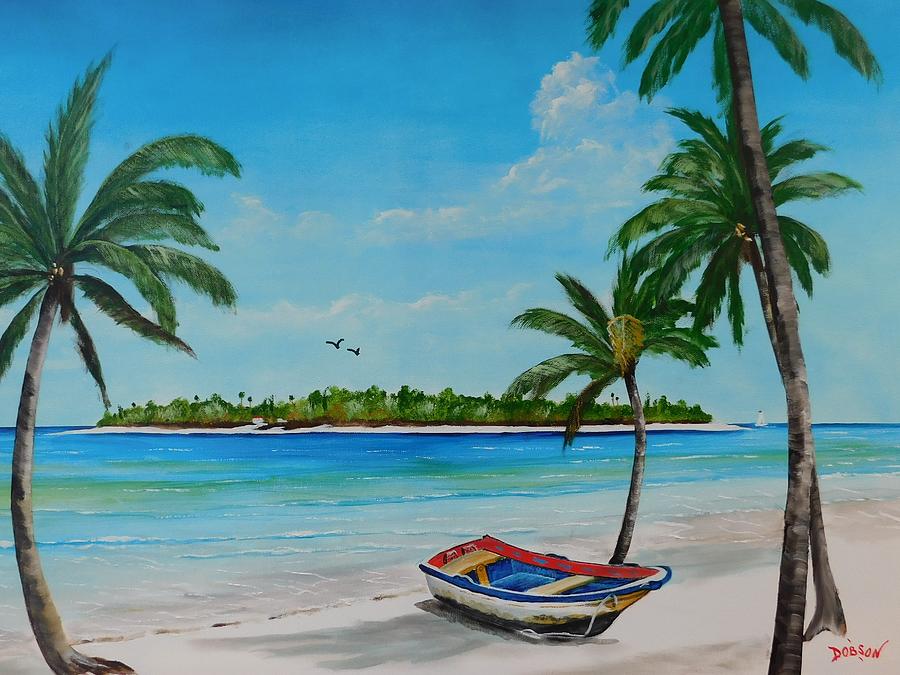 Beach Painting - My Paradse Island by Lloyd Dobson