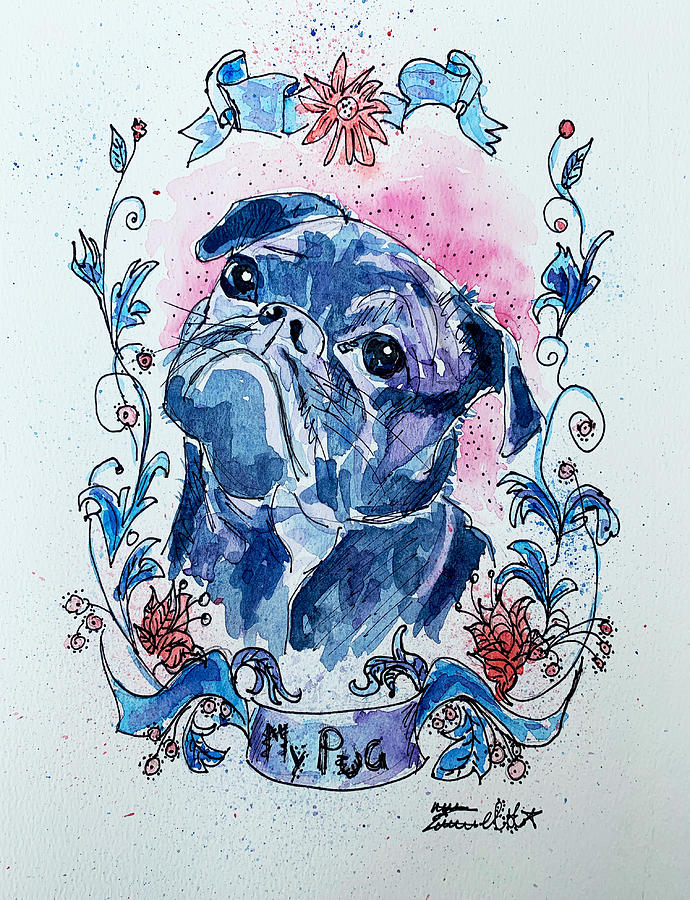 My Pug Painting by Zelda Tessadori