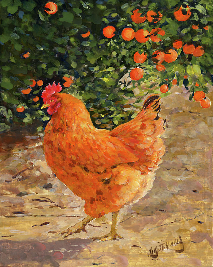 Chicken Painting - My Red Hen by Margaret Merry