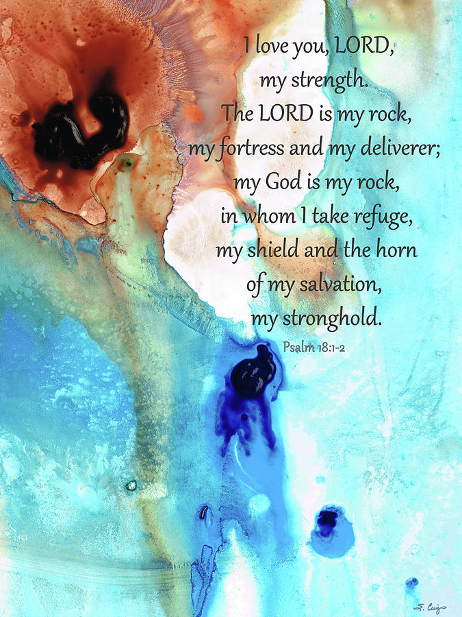 My Rock - Christian Psalm Art - Sharon Cummings Painting by Sharon Cummings
